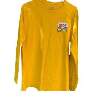 Cheech & Chong "Buds" Graphic Long Sleeve Cotton Blend Yellow Medium